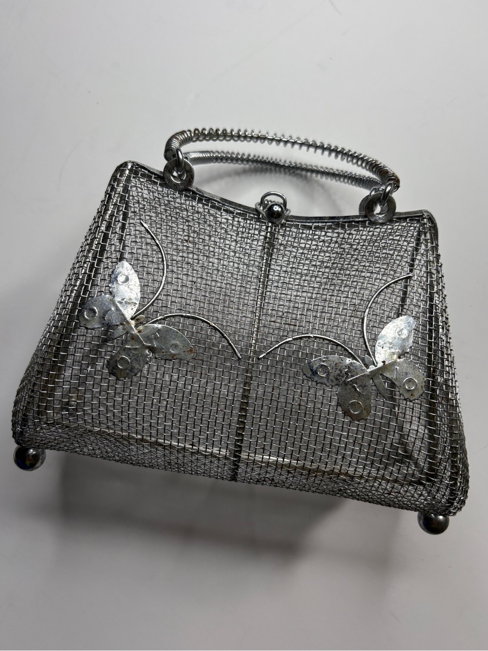 Whimsical metal basket butterfly decal y2k whimsical handbag mini bag vintage